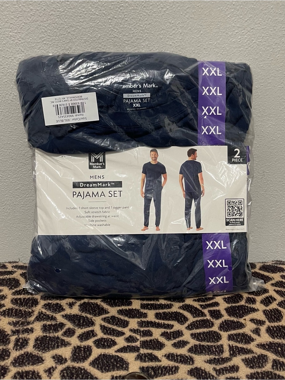 Members Mark Dream Mark 2 Piece Pajama Set Blue Pants Short Sleeve New Mens XXL